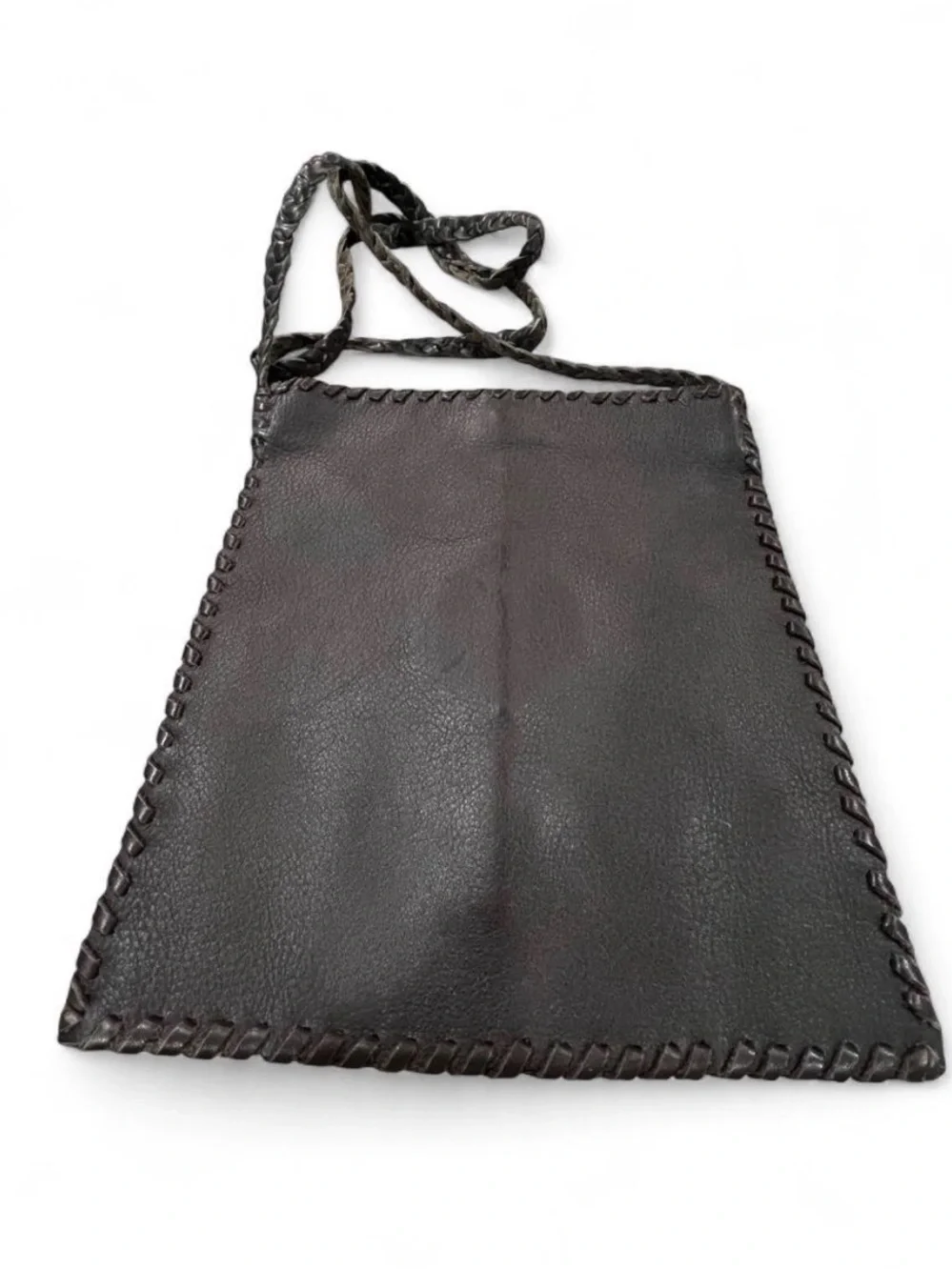 Brown Leather Crossbody Bag with Baule Sun Beads